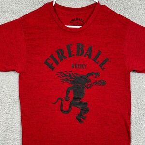 Fireball Whisky T-Shirt Short Sleeve Tee Mens Medium Red Slim Fit Graphic Print